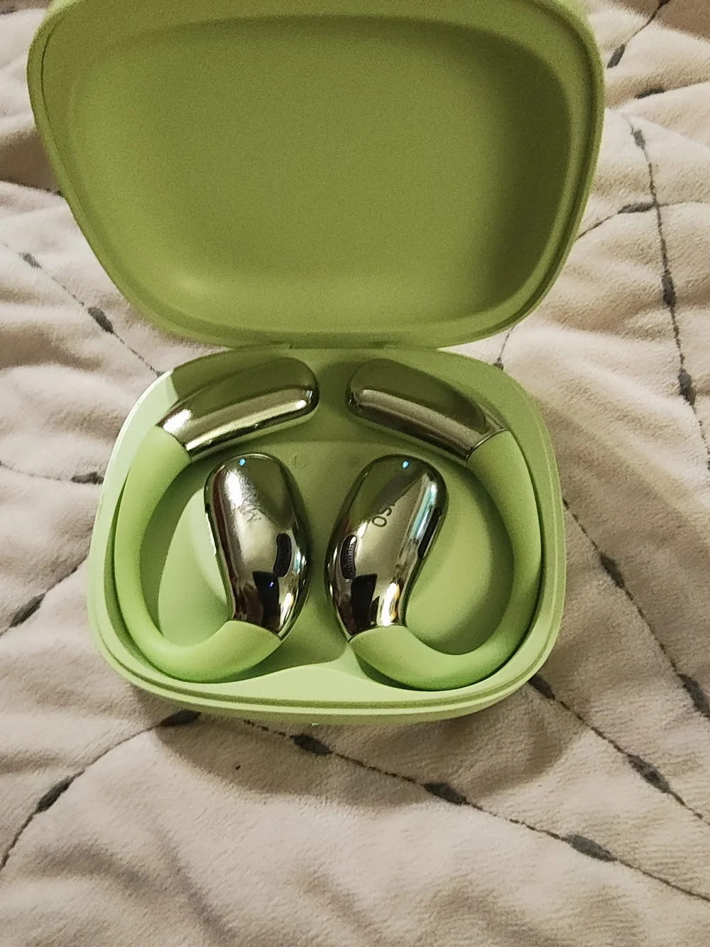 Miniso Lime Green Open-Ear Wireless Earbuds with Charging Case